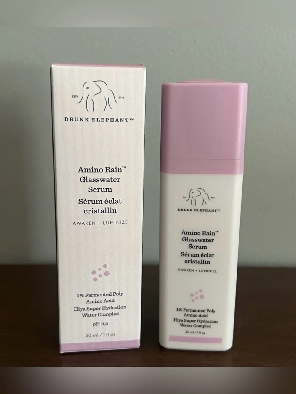 Drunk Elephant 🐘 Amino Rain Glasswater Serum • Hydrating Glow • Brand New in Box
